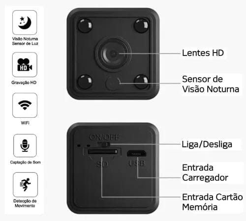 Mini Câmera Profissional - Alta Definição 1080p